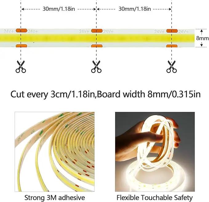 10M/32.8ft 24V COB LED Strip Light Waterproof IP65 Natural White 4000K Uniform Glow 3840LEDs CRI 93+ Flexible LED Tape Lights for DIY Cabinet Bedroom Kitchen Home Decor(No Power Supply) by GreenHaven Gardens