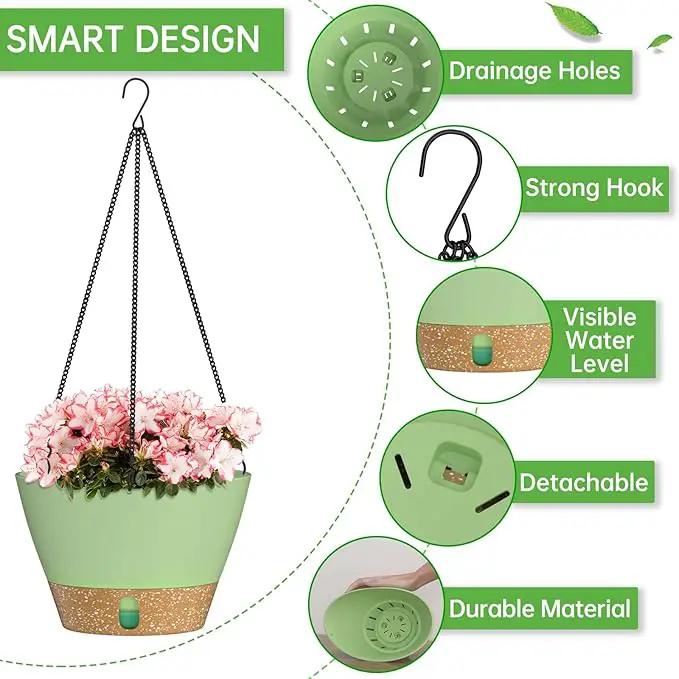 ZMTECH Hanging Planters for Indoor Plants Set of 2 Self Watering Hanging Pots Hanging Baskets Hanging Flower Pots for Outdoor Hanging Plants(8 Inch, Green) by GreenHaven Gardens