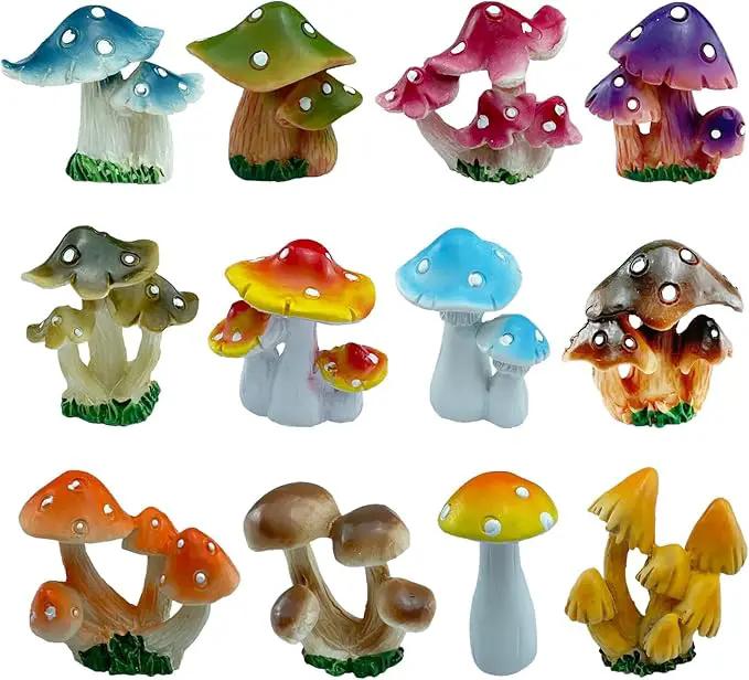 12 Pcs 1.5 to 1.8 Inch Resin Mushroom,Cute Mushrooms Fairy Garden Mushrooms Ornaments for Outdoor Decoration,Home Décor,Cake Decoration,DIY Bonsai Craft … by GreenHaven Gardens