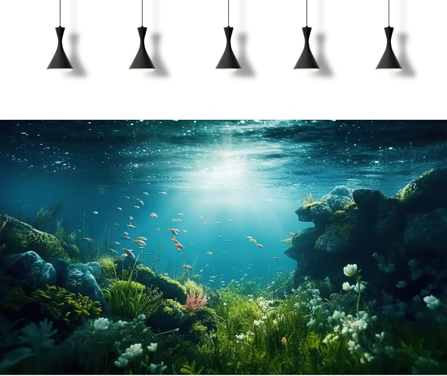Underwater Aquarium Background Under The Sea Fish Tank Background Ocean Floor Green Aquatic Plants Aquarium Backgrounds Deep Sea Sunray Tropical Fish Aquarium Tank Backgrounds 72x24in by GreenHaven Gardens