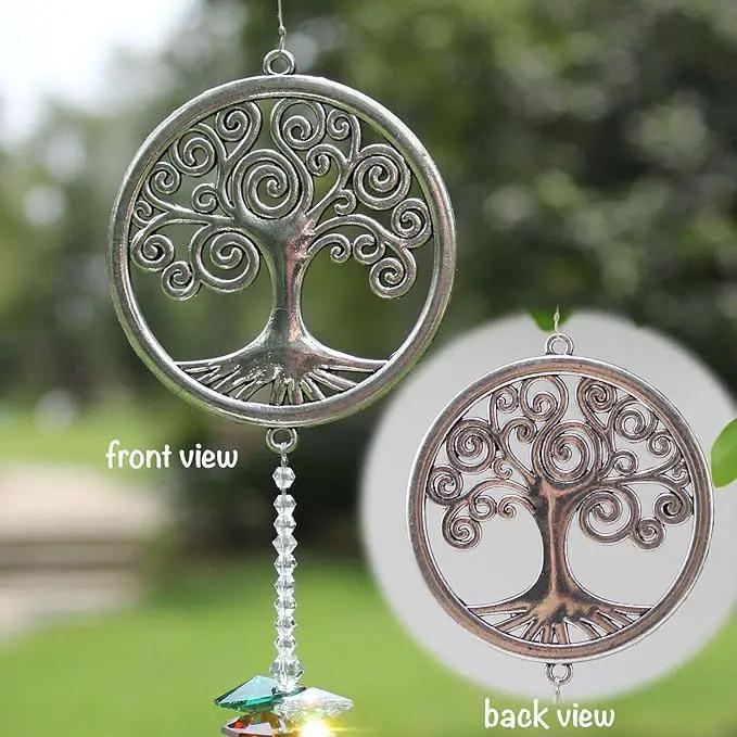 Crystal Garden Suncatcher Hanging Crystals Ornament for Window Rainbow Maker Prisms Home Decor Gift Boxed Sun Catcher Gift Idea for Mom Friends Grandma,Tree of Life by GreenHaven Gardens