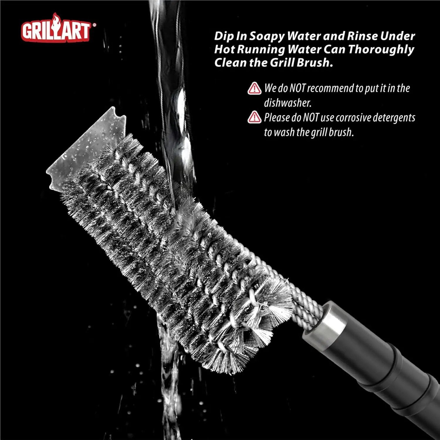 GRILLART Grill Brush and Scraper,18 Inch BBQ Grill Cleaning Brush Kit, Safe Wire Scrubber, Universal Fit BBQ Cleaner Accessories for All Grates by GreenHaven Gardens