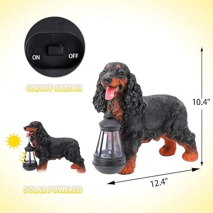Afirst Solar Dog Statue Garden Decor- Outdoor Decor with Solar Lantern Lovely American Cocker Spaniel Figurine Patio Lawn Yard Art Ornaments Housewarming Gift by GreenHaven Gardens