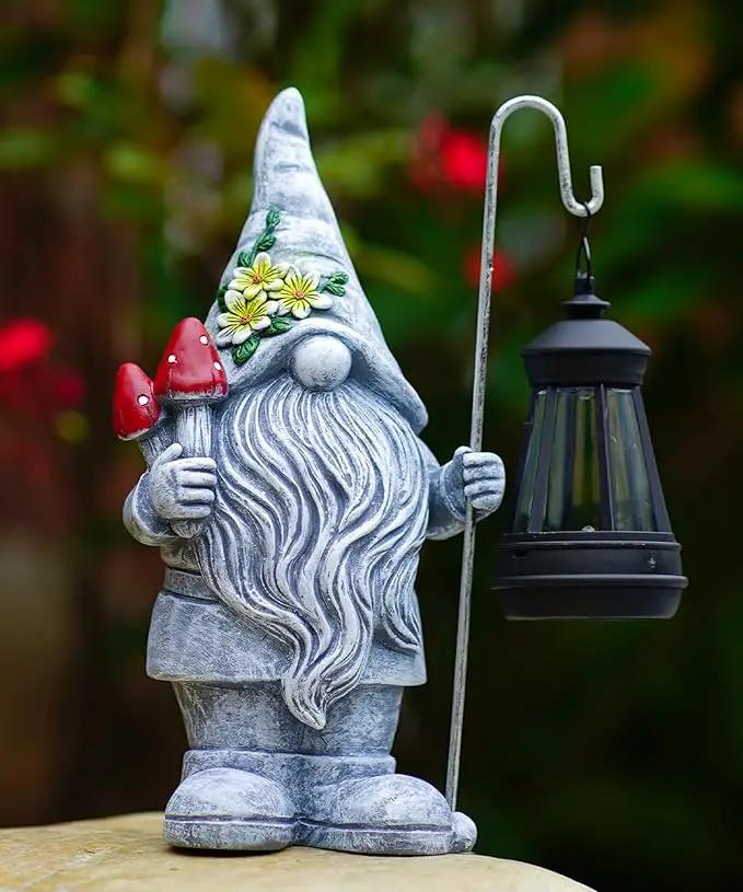 Solar Gnome Statue for Outdoor Decor: Outside Garden Sculpture for Yard Lawn Balcony Patio Porch- Birthday Gifts for Mom Women Grandma by GreenHaven Gardens
