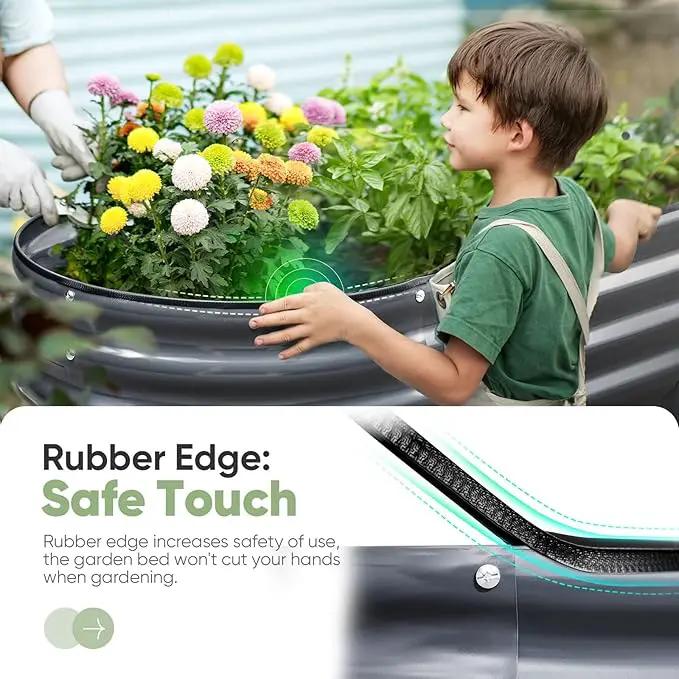 KING BIRD Raised Garden Bed 2.85 ft Tall 6 in 1 Galvanized Planter Garden Box Outdoor for Gardening, Deep Root Vegetables, Flowers Dark Grey 47.2X23.6X34.2 in by GreenHaven Gardens
