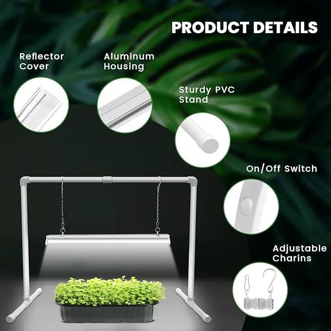 wolezek Grow Lights for Seed Starting with Stand, 2ft T5 144 LEDs Full Spectrum Seedling Grow Light for Indoor Plants, 32W High Output Seed Starter Light Kit, Height Adjustable, ON-Off Switch by GreenHaven Gardens