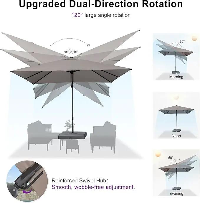 PURPLE LEAF 8' X 10' Left-right Tilting Outdoor Patio Umbrella Swivel Offset Cantilever Heavy Duty Rectangle Aluminu Umbrella with UV Resistant for Deck Pool Patio Backyard, Ash Mocha by GreenHaven Gardens