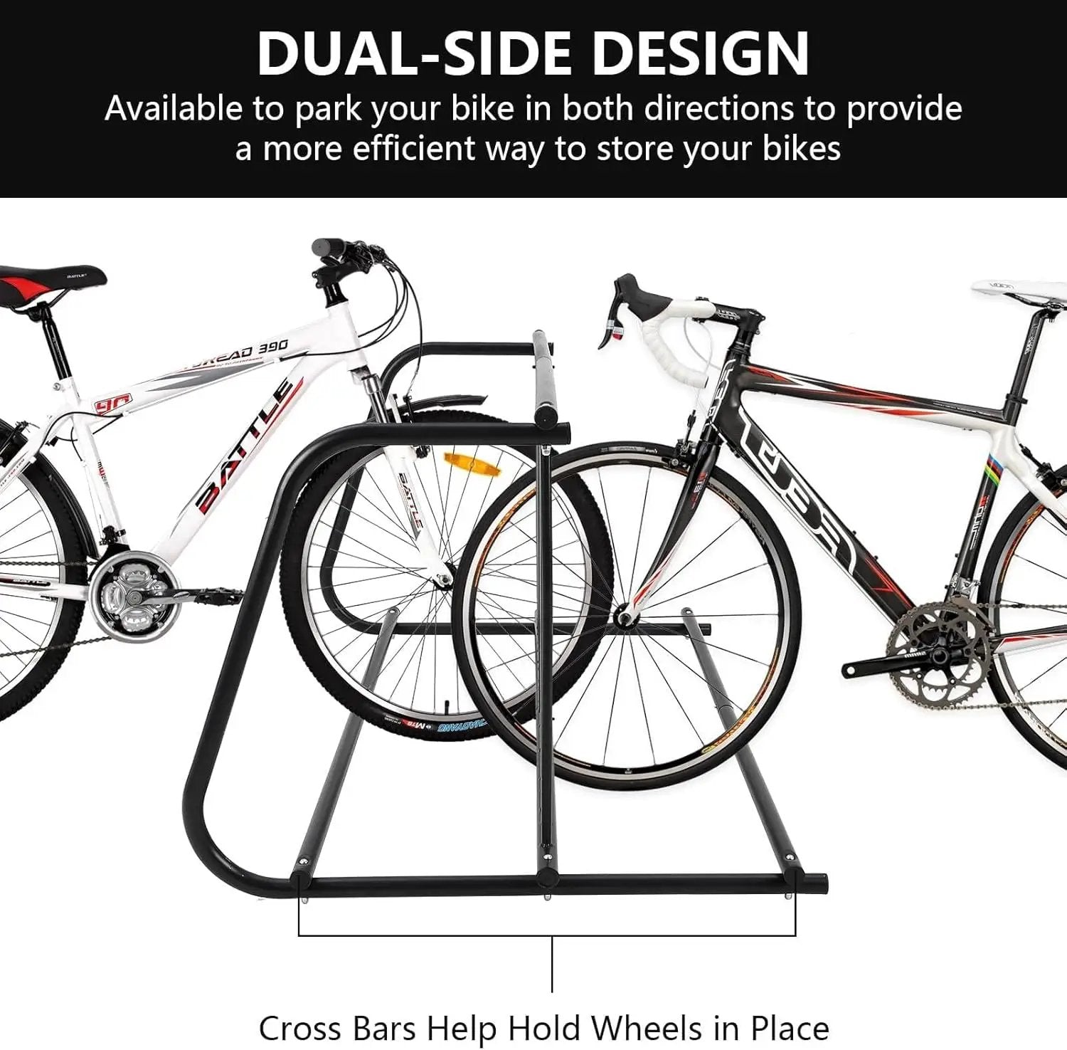 Commercial Floor Bike Rack Stand-10 Bike Rack,Dual Slot Size and Dual-Side Design,Premium Steel, Superior Stability, Suitable for Various Locations,Black by GreenHaven Gardens