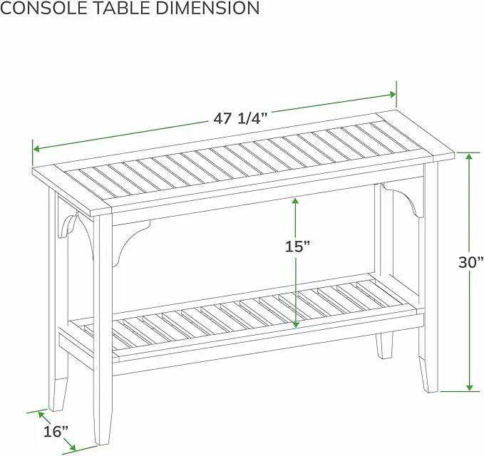 Cambridge Casual Teak Auburn Outdoor Console Table, Solid Indonesian Teak Wood in Weathered Gray Finish, Stylish and Durable Patio Accent or Plant Table for Porch, Deck, Garden, or Outdoor Entryway by GreenHaven Gardens