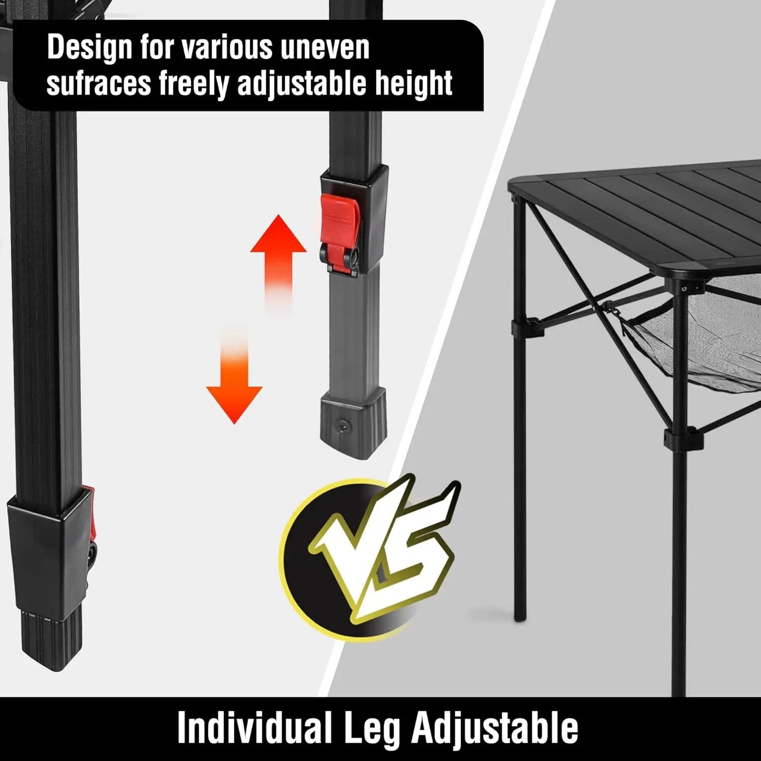 VILLEY Folding Camping Square Table with Carry Bag, Lightweight Aluminum Adjustable Square Table for Outdoor, Camping, Picnic, Backyards, BBQ (S) by GreenHaven Gardens