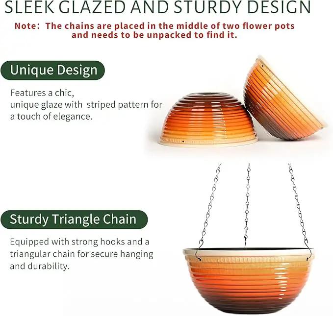 10 Inch Hanging Planter, 2 Pack Hanging Planters for Indoor Outdoor Plants Self Watering Hanging Pots with Drainage Holes for Garden Home by GreenHaven Gardens