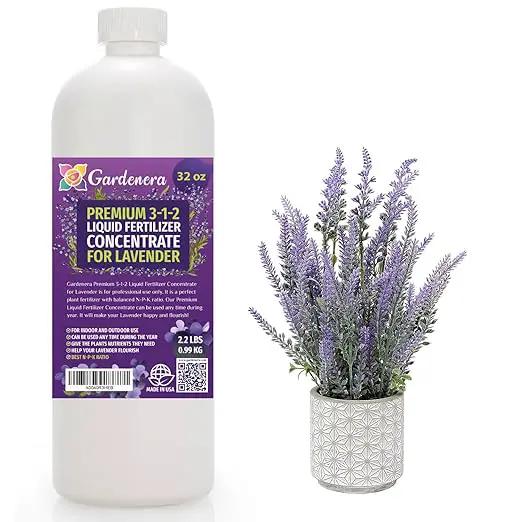 Premium Liquid Lavender Plant Fertilizer - 3-1-2 Concentrate for Indoor Plants and Flowers by Gardenera | Organic Plant Food for Lavenders - 32oz by GreenHaven Gardens