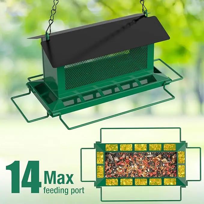 Bird Feeder for Outdoor Hanging, Large Squirrel Proof Birdfeeders w/ 14 Feeding Ports - Heavy Duty Metal Bird Feeders for Outside Hanging, 4 Lb Large Capacity Birdfeeder to Attracting Birds by GreenHaven Gardens