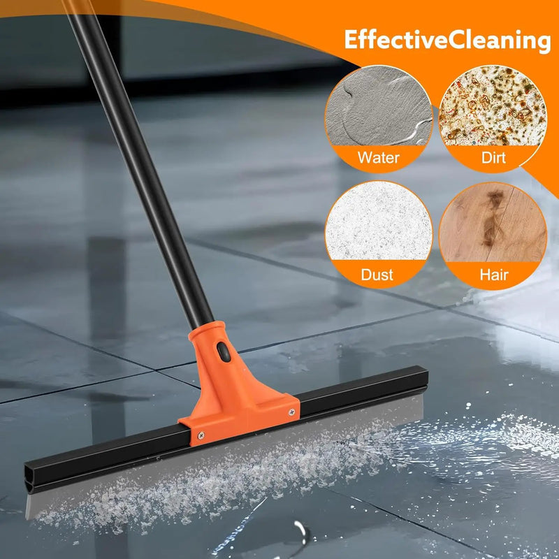 Floor Squeegee Heavy Duty, 17 Inch Rubber Blade, 60 Inch Long Aluminum Handle, Multipurpose Cleaning Squeegee for Garage, Tile, Deck, Bathroom, Window, Glass by GreenHaven Gardens