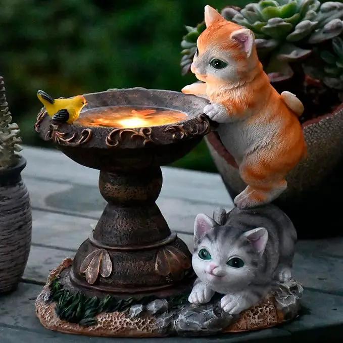 Cat Garden Figurines Outdoor Decor Solar Statue with LED Lights for Patio Lawn Yard Art Decoration Housewarming Garden Gift by GreenHaven Gardens