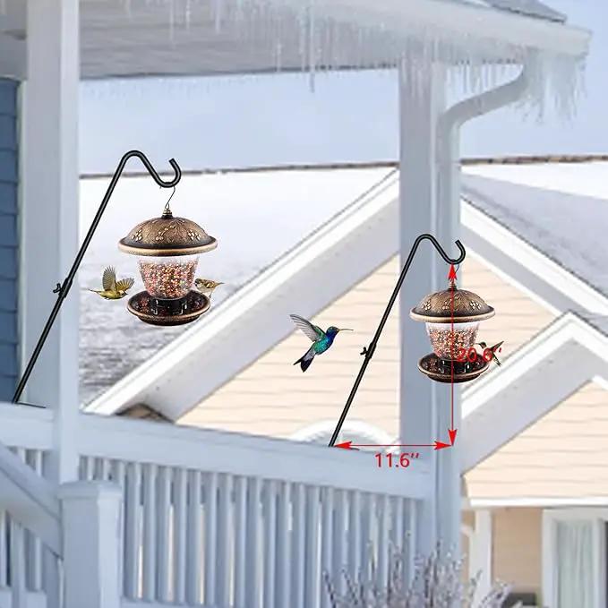 FEED GARDEN 2 Pack 29 Inch Adjustable Deck Hook,Solid Steel Deck Hangers for Bird Feeders,Lanterns, Flower Basket and Suet Baskets with Clamp,Black by GreenHaven Gardens