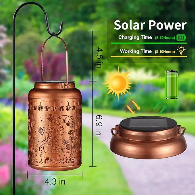 Solar Lantern Outdoor Hanging Lights Birthday Gifts for Women Mom and Grandma Cat and Butterfly Metal Garden Decor Outdoor Waterproof LED Solar Lanterns for Patio, Yard, Pathway,Landscape by GreenHaven Gardens