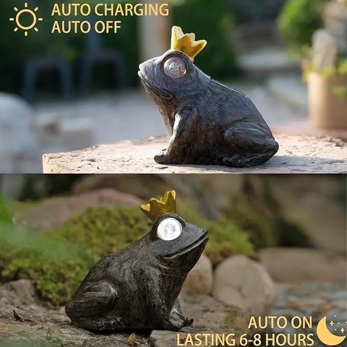 Garden Decor Statue Frog Prince,Solar Statue Decor Frog Prince,Resin Frogs Figurine with Solar Light for Patio,Balcony,Yard,Lawn Ornament,Perfect Garden Gift by GreenHaven Gardens