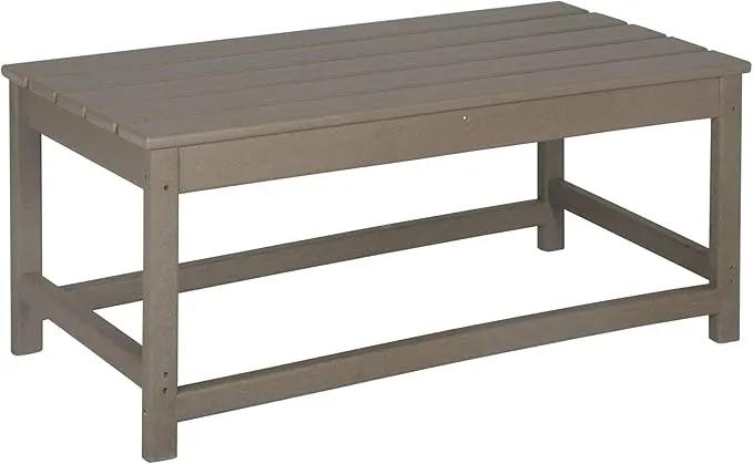 WO Home Furniture Adirondack Chairs Table Set of 3 PCS Outdoor Folding Chairs Coffee Table Weather/UV Resistant for Lawn, Garden, Bon Fire, Balcony (Weathered Wood) by GreenHaven Gardens