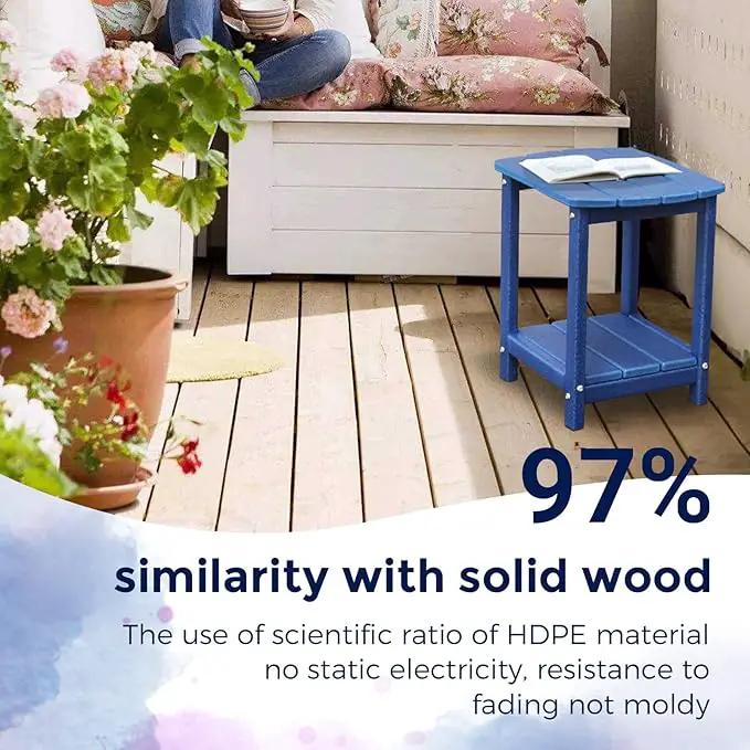 Adirondack Square Outdoor Side Table,2-Tier Storage Patio Side Table, HDPE End Tables for Backyard Pool Porch Garden Lawn(Blue) by GreenHaven Gardens