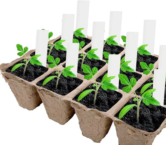 Jucoan 40 Pack Peat Pots Seed Starter Trays, 480 Cells Germination Seedling Pots, Organic Biodegradable Plant Germination Tray with 40 Plant Labels for Vegetable Flower, Herbs, Indoor Outdoor Garden by GreenHaven Gardens