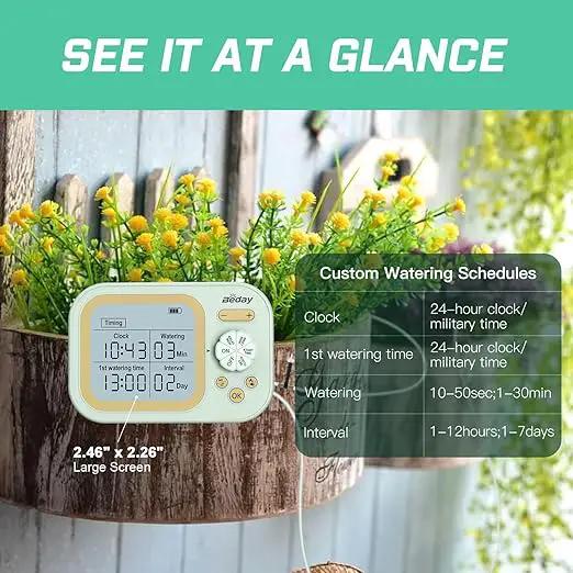 Automatic Plant Waterer Self Watering System Indoor for 15 Potted Plants Pack of 2, Auto Drip Irrigation Kit Programmable Water Timer w Smart Humidity Detection, Green by GreenHaven Gardens