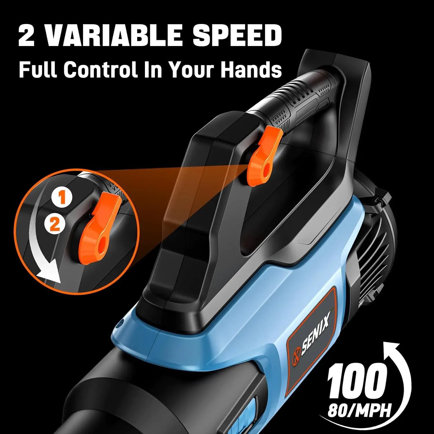 SENIX 20V Max Leaf Blower, Cordless, Brushless, Handheld, Up to 450 CFM and 100 MPH, 2 Speed Mode, Cruise Control, Lightweight, Tool Only, Battery and Charger Not Included(BLAX2-M3-0) by GreenHaven Gardens