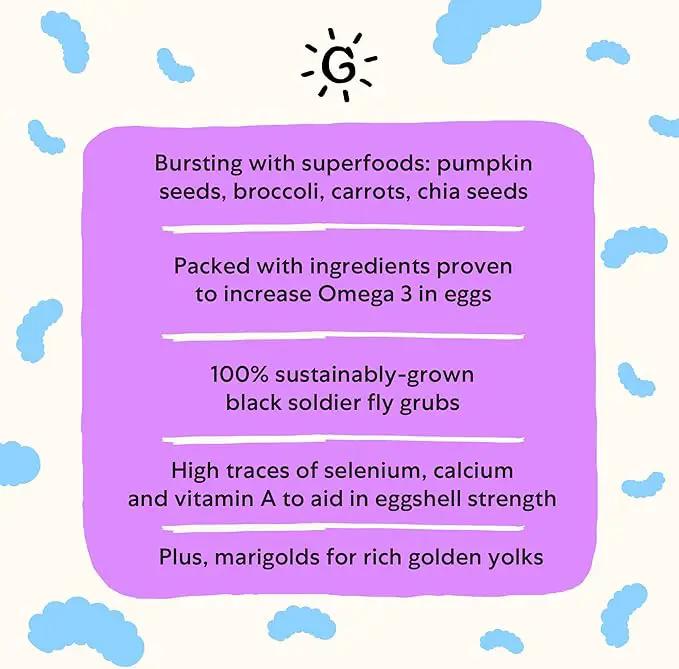 Grubbly Farms Omega Mix Chicken Treats for Laying Hens - Superfood and Omega-Rich Chicken Feed Supplement to Support Egg Production, Strong Eggshells and Nutritious Yolks - 1LB by GreenHaven Gardens