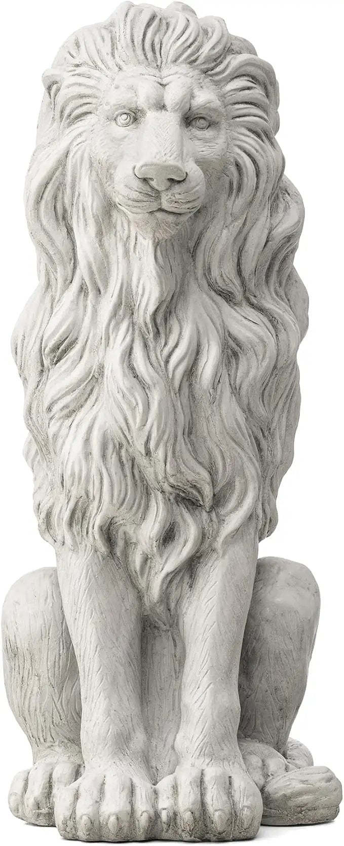 Glitzhome Guardian Sitting Lion Garden Statue MGO Outdoor Decoration, 27.75" H, White by GreenHaven Gardens
