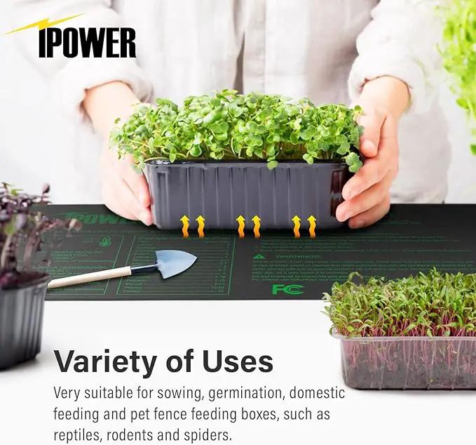 iPower 48” x 20.75” Seeding Heat Mat Upgraded Carbon Film Indoor Warm Hydroponic Plant Germination Starting Pad Durable Waterproof, 48" x 20.75", Black by GreenHaven Gardens