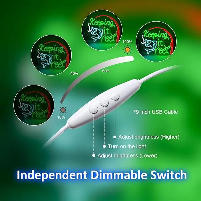 Keeping It Reel Neon Sign Fishing Themed LED Wall Decor for Man Caves, Tackle Shops & Lake Houses, USB-Powered Adjustable Brightness, Angler-Themed Decoration by GreenHaven Gardens