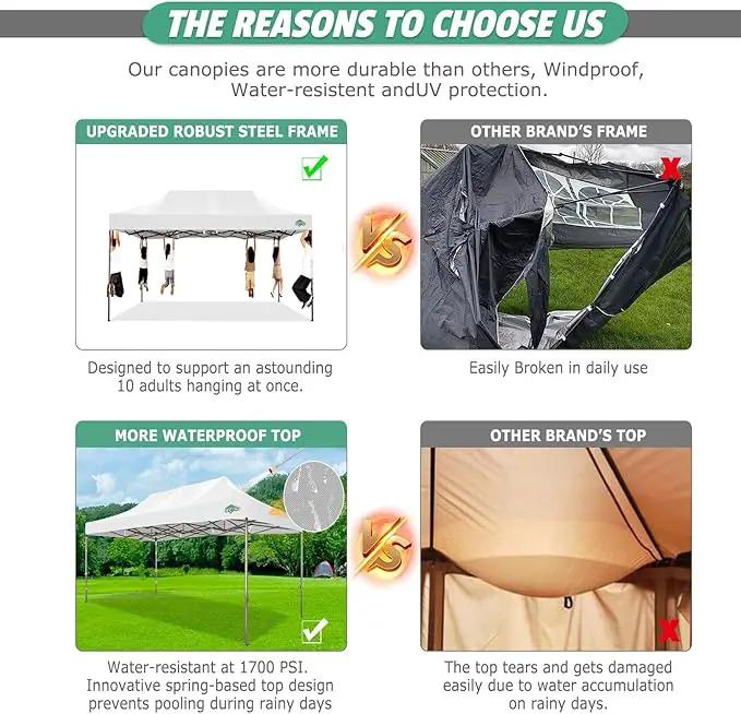 COBIZI 10x15 Pop Up Canopy Tent Heavy Duty with Sidewall, Commercial Outdoor Easy Pop Up Gazebo for Party Wedding All Weather Waterproof UV 50+ with Roller Bag(Leg Upgraded),White