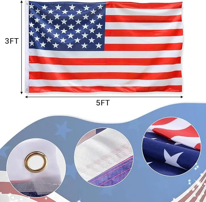 Flag Pole for Outside in Ground, 16FT Sectional Extra Thick Flagpole Kit, Heavy Duty Aluminum Outdoor Flag Poles with 3x5 American Flag for Yard, Garden, Residential or Commercial by GreenHaven Gardens