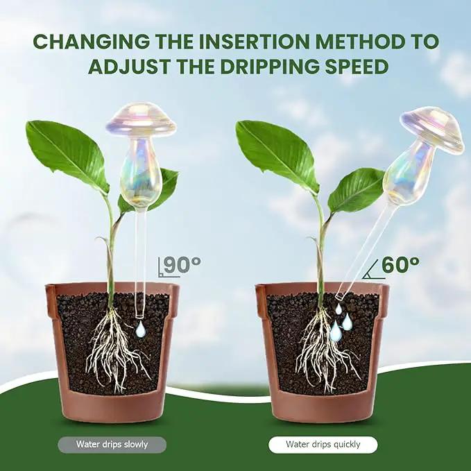 Plant Watering Globes-4pcs Self Watering Planter Insert,Plant Watering Devices,Glass Watering Bulbs for Indoor Plants,Mushroom Watering Globes,Top-Fill Watering by GreenHaven Gardens