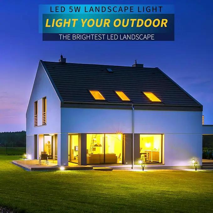 LED Landscape Lights,5W 120V AC Outdoor Pathway Garden Yard Spotlight,IP65 Waterproof Garden Flood Light,Outdoor Spotlight with Stake,UL Cord 5-ft with Plug (Pack of 2, Daylight White) by GreenHaven Gardens