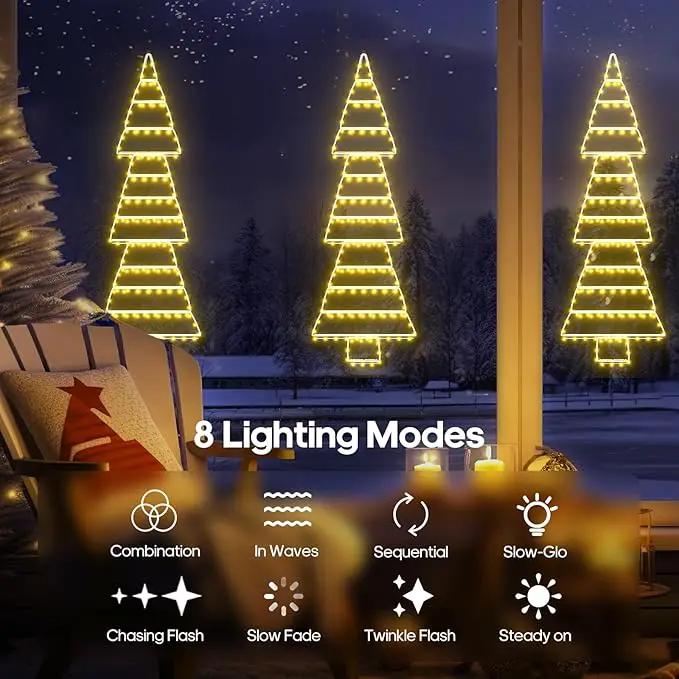 LED Christmas Lights Outdoor, 4.6ft Ladder Lights, Plug-in Christmas Tree Hanging Lights, Waterproof 8 Light Modes Christmas Decoration Lights for Indoor, Wall, Window, Garden - Warm White by GreenHaven Gardens