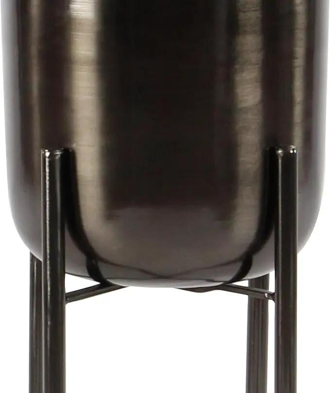 CosmoLiving by Cosmopolitan Metal Indoor Outdoor Planter Dome Large Planter Pot with Removable Stand, Set of 2 Planters 19", 22"H, Black by GreenHaven Gardens