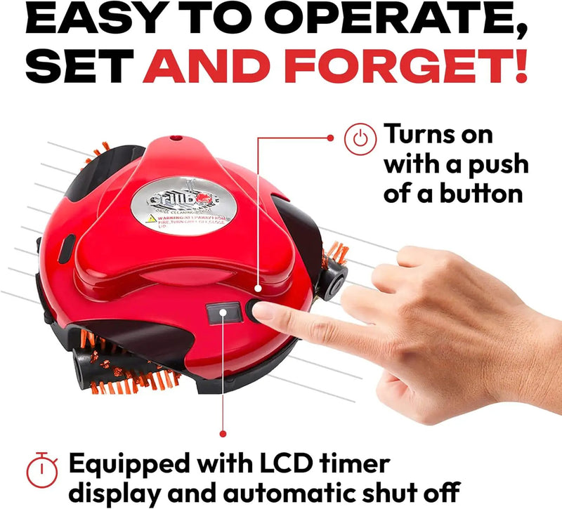 Grillbot Automatic Grill Cleaning Robot with Nylon Brushes, BBQ Grill Cleaner, Grill Brush, Grill Scraper, BBQ Accessories (Red Grillbot) by GreenHaven Gardens