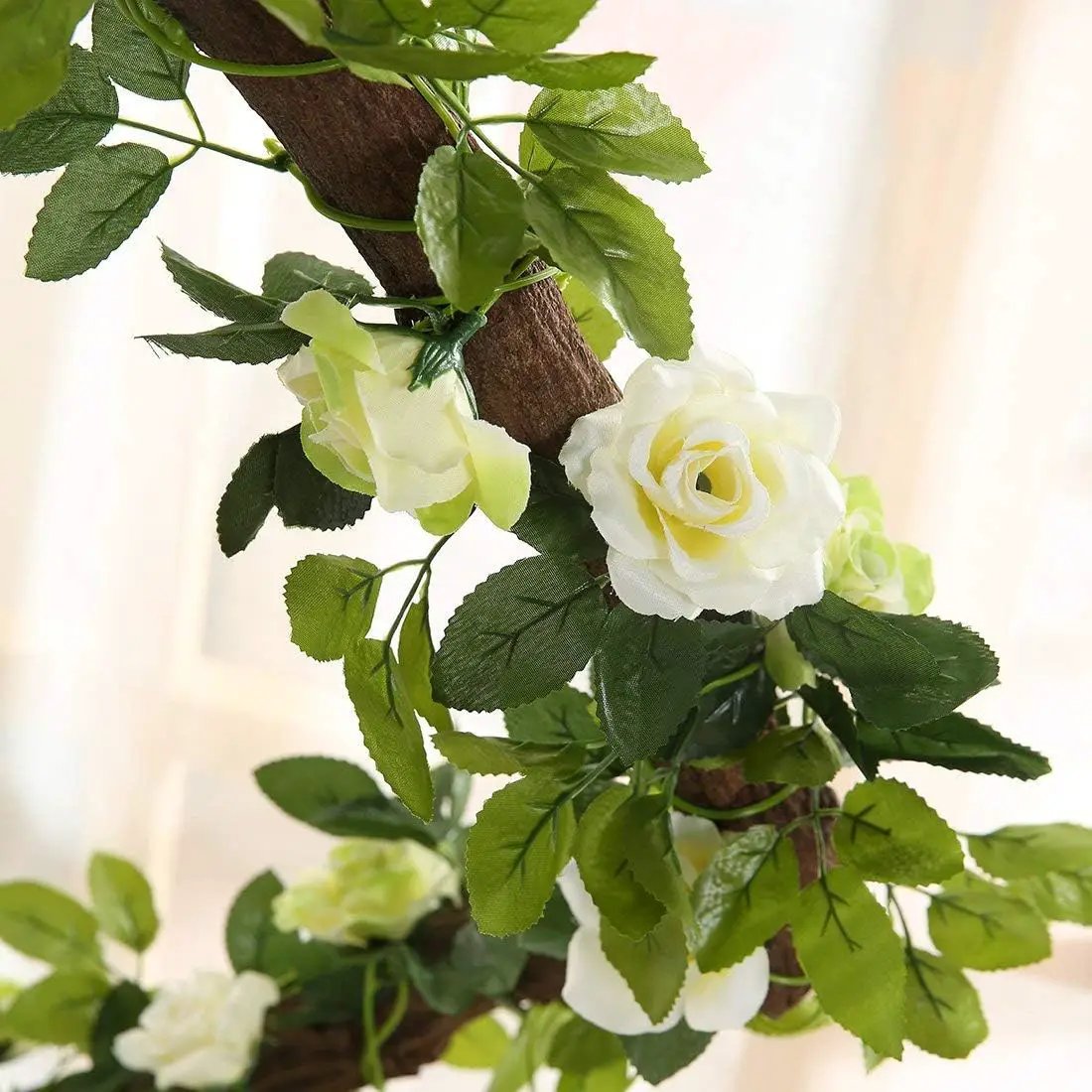 JUSTOYOU 2 Pack (15.8FT) Fake Rose Garland, Artificial Rose Vines Flowers Hanging Silk Rose Vine Wedding Home Backdrop Party Arch Arrangement Decoration by GreenHaven Gardens