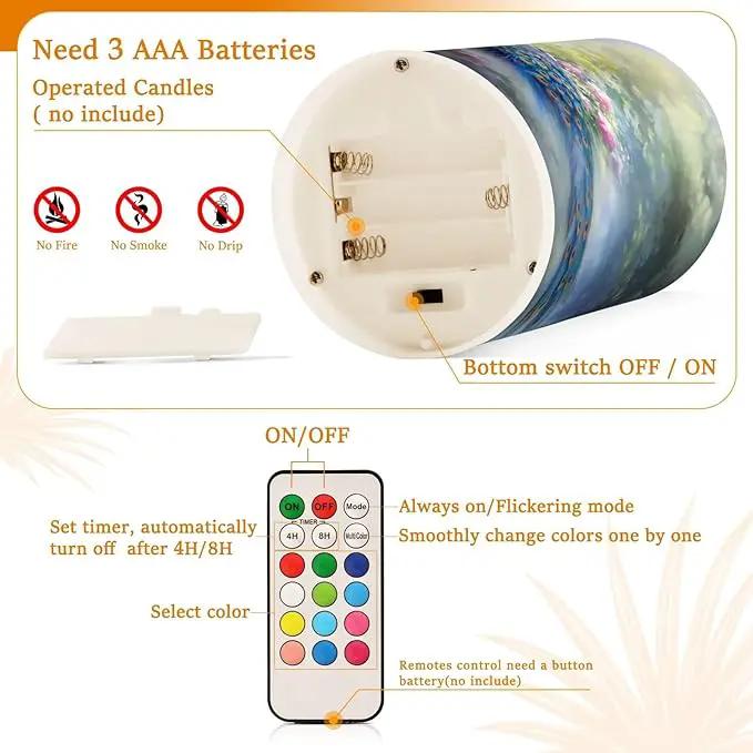 Flickering Flameless Candles, Peacock Flowers LED Candles with Remote Timer, Set of 2 Battery Operated Candle for Valentine Wedding Birthday by GreenHaven Gardens