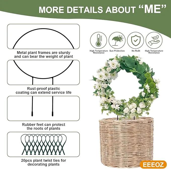 4 Pack Trellis for Potted Plants for Climbing Plants with 20 Reusable Garden Ties - 16 Inch Plant Trellis Indoor Supports for Potted Plants, Flowers, Tomatoes - Hoya Trellis,Indoor Plant Trellis(1) by GreenHaven Gardens