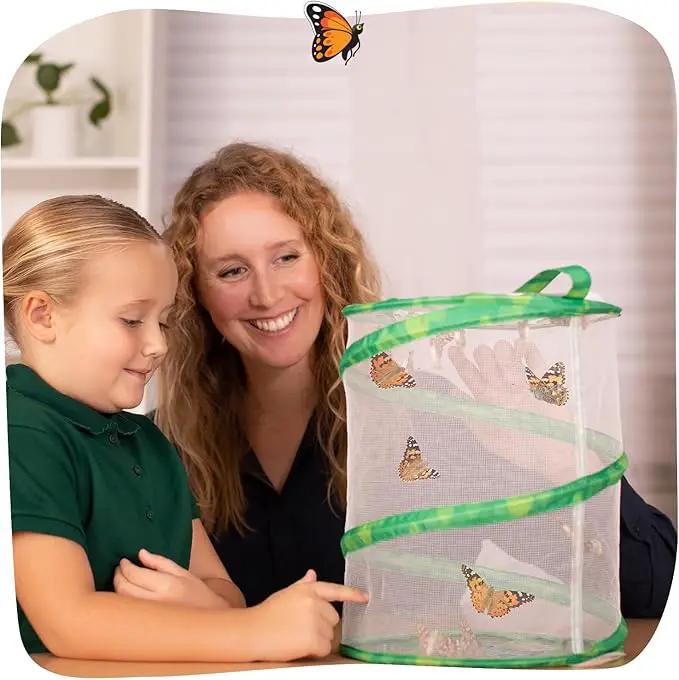 Insect Lore Butterfly Garden Kit with Live Caterpillars – Grow 10 Painted Lady Butterflies | STEM Learning Activity, Habitat with Journal, Stickers, Seeds & Figurines | As Seen on TV by GreenHaven Gardens
