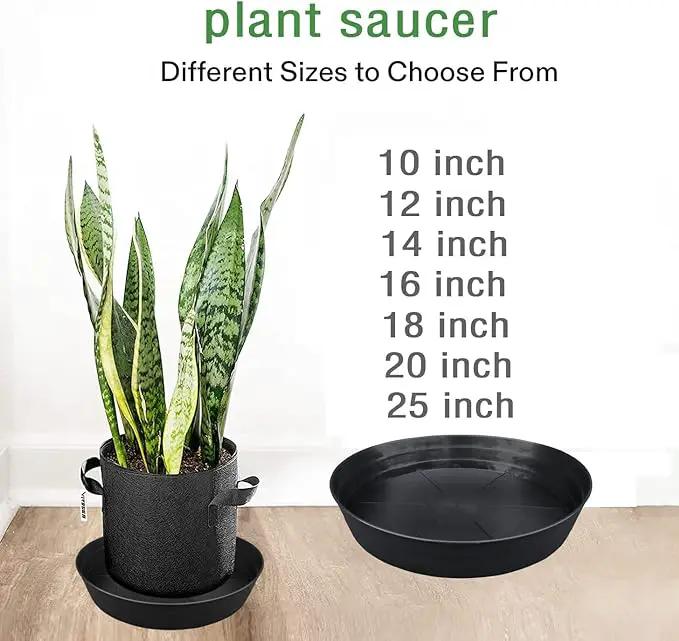 Plant Saucer 10 12 14 16 18 20 25 Inch Extra-Deep Plant Trays for Flower Pot, Heavy Drainage Tray for Indoors No Holes, 4 Pack of Plastic Plant saucers Water Catcher for Pots Base (10 Inch, Black) by GreenHaven Gardens