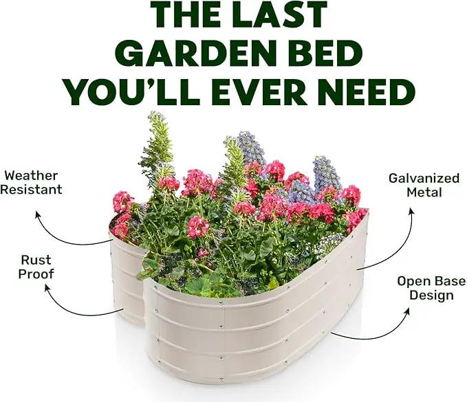 Galvanized Raised Garden Beds Outdoor // Planter Raised Beds for Gardening, Vegetables, Flowers // Large Metal Garden Box (White) // Tool-Free Assembly by GreenHaven Gardens