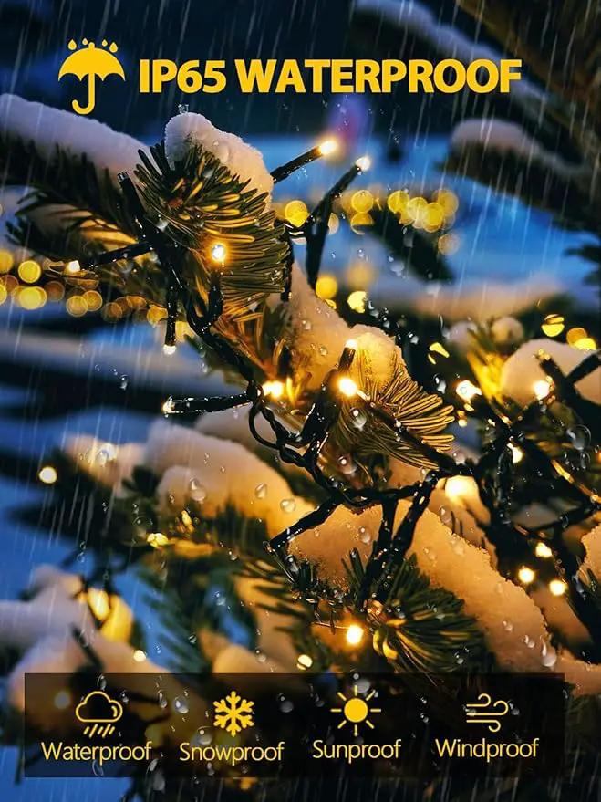 4 Pack Total 800 LED Solar Christmas Lights Outdoor, Solar String Lights for Outside with 8 Modes, Waterproof Green Wire Solar Powered Tree Light for Xmas Party Yard Garden Decorations (Warm White) by GreenHaven Gardens