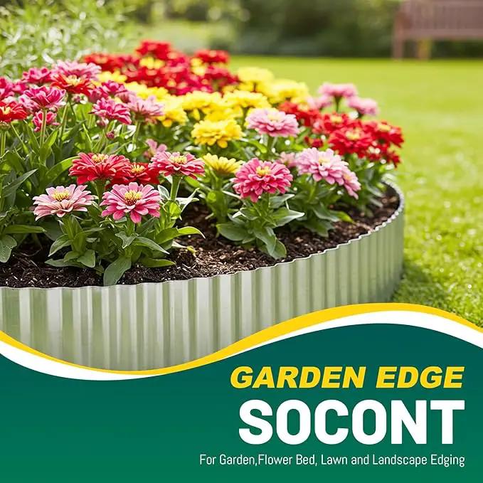 Corrugated Metal Garden Edging, 6"×20Ft Durable Landscape Border for Garden, Lawn, Flower Beds and Paver Edging (Silver) by GreenHaven Gardens