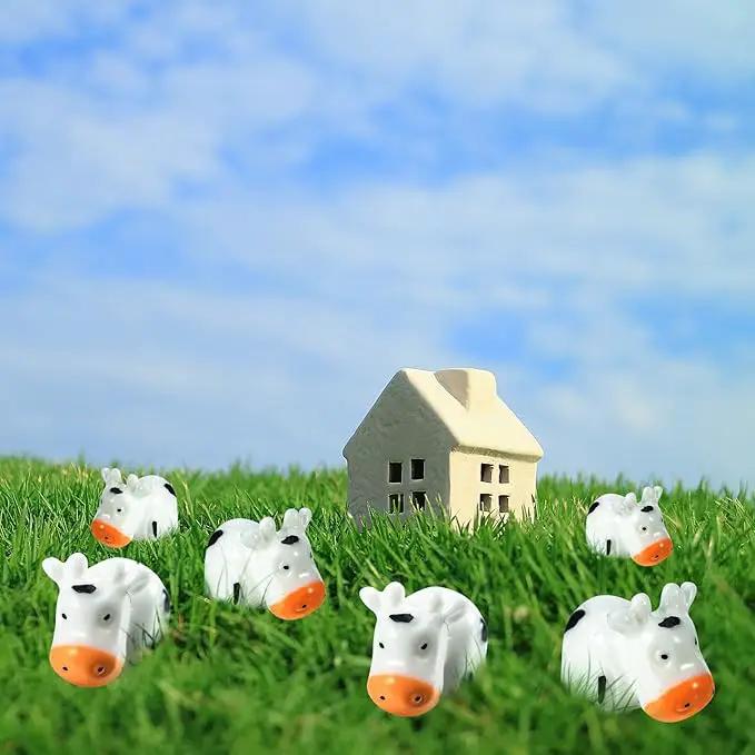Fuyamp 100 Pcs Mini Resin Cow Figurines Cute Miniature Figurines Fairy Outdoor Moss Ornaments Landscape Figurines Garden DIY Ornament Accessories for Indoor Outdoor by GreenHaven Gardens