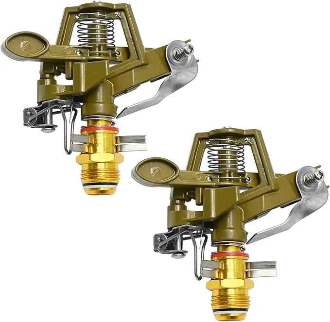 1/2 Inch Brass Impact Sprinkler with Nozzles Adjustable 0-360 Degree Coverage Pattern Heavy Duty Lawn Sprinkler Head for Yard Lawn Grass Patio Garden Irrigation (2Pcs) by GreenHaven Gardens