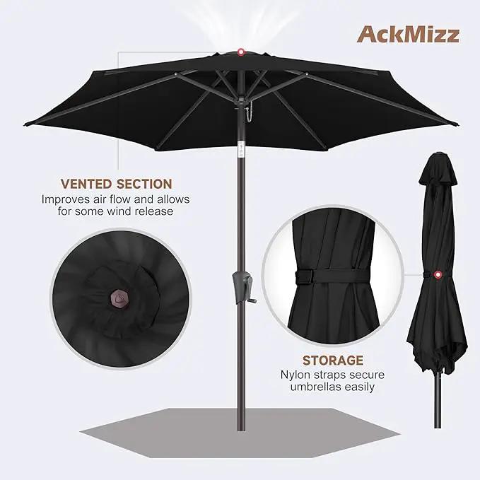 7.5" Outdoor Patio Umbrella - Table Umbrella Waterprool UV Protection, Sombrillas de Patio with Push Button Tilt&Crank, Sun Umbrella for Pool, Porch, Garden, Deck, Backyard(Black) by GreenHaven Gardens