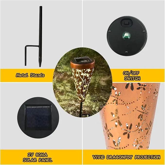 4 Pack Dragonfly Solar Garden Pathway Lights Outdoor,Metal Garden Decorations Outdoor Lights with Patterns and Warm Light,Waterproof Landscape Lighting for Path Patio Backyard Yard by GreenHaven Gardens